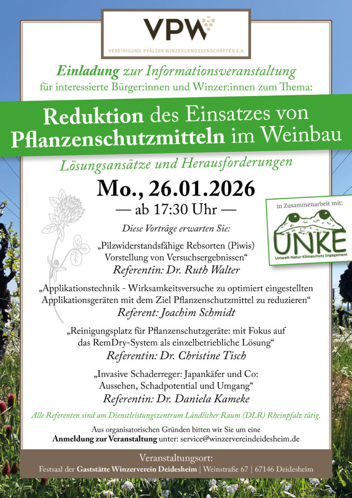 Informationsveranstaltung des Deidesheimer Winzervereins – Reduktion des Einsatzes von Pflanzenschutzmitteln im Weinbau?